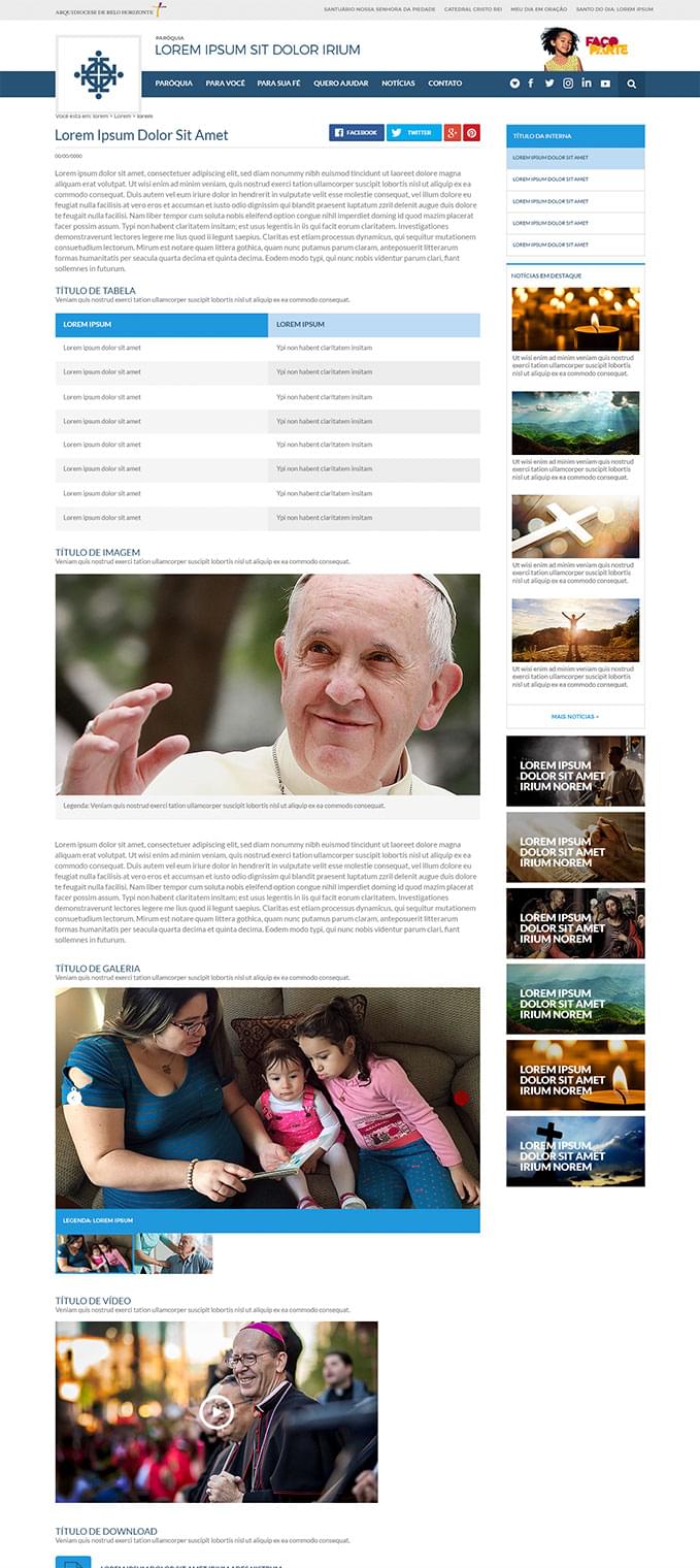 Portal Institucional, Paróquias e Santuários